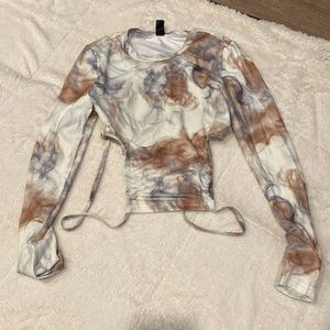 The dye print cut out side crop top, small